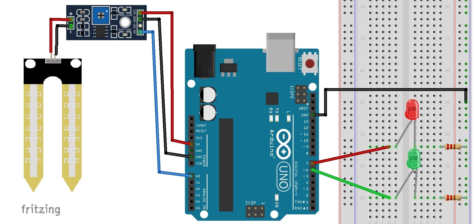 ẩm fritzing cảm biến